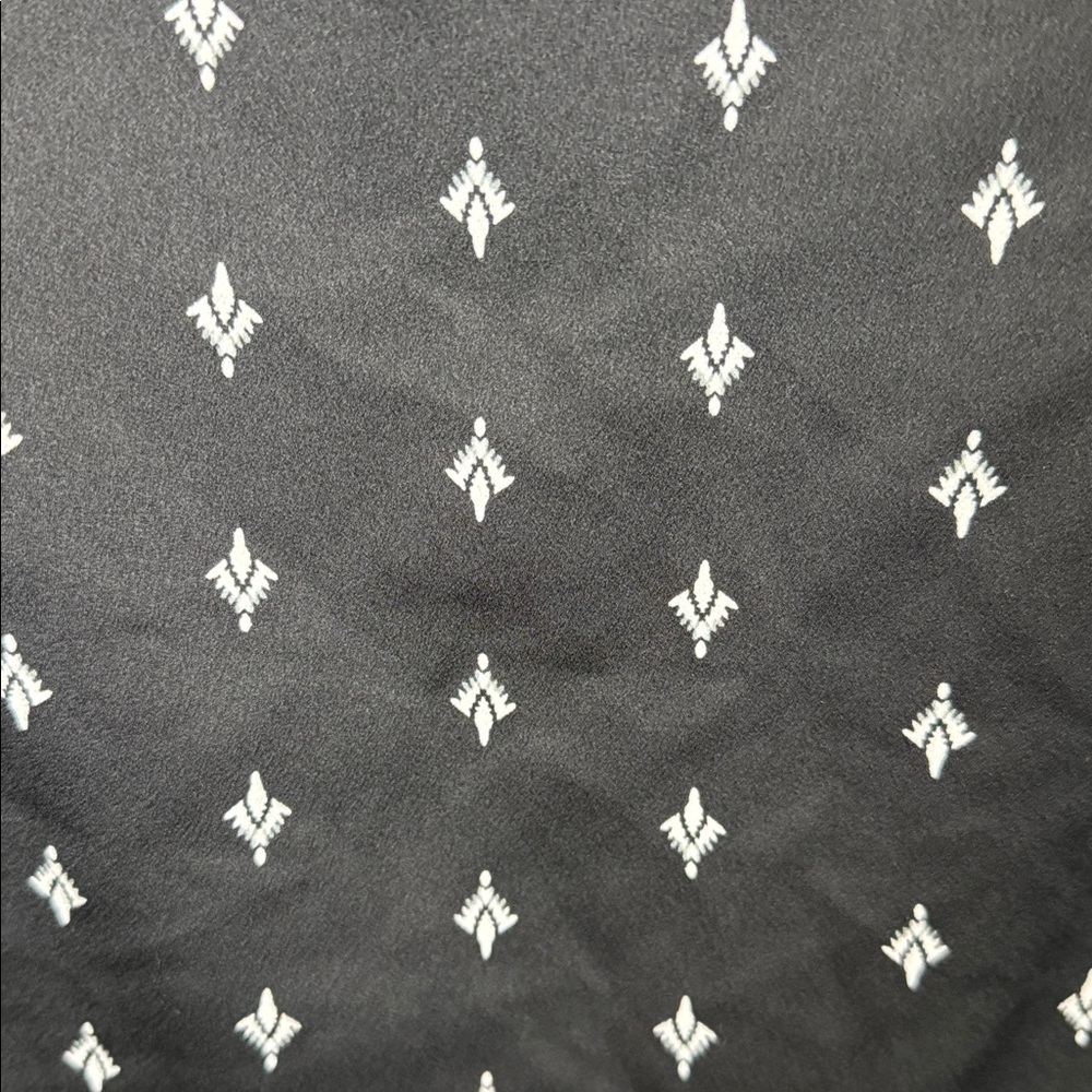 LOFT Black satin A-Line Skirt‎ with White Diamond Pattern - Picture 3 of 7
